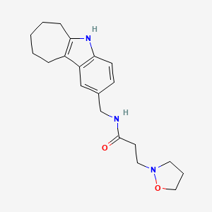 molecular formula C20H27N3O2 B3767635 N-(5,6,7,8,9,10-hexahydrocyclohepta[b]indol-2-ylmethyl)-3-(1,2-oxazolidin-2-yl)propanamide 