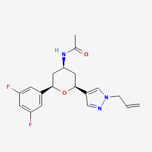 molecular formula C19H21F2N3O2 B3767649 N-[(2S*,4R*,6R*)-2-(1-allyl-1H-pyrazol-4-yl)-6-(3,5-difluorophenyl)tetrahydro-2H-pyran-4-yl]acetamide 