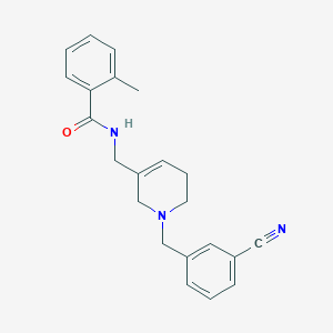 molecular formula C22H23N3O B3767682 N-{[1-(3-cyanobenzyl)-1,2,5,6-tetrahydropyridin-3-yl]methyl}-2-methylbenzamide 