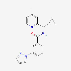 molecular formula C20H20N4O B3767695 N-[cyclopropyl(4-methylpyridin-2-yl)methyl]-3-(1H-pyrazol-1-yl)benzamide 