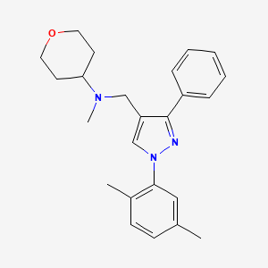 molecular formula C24H29N3O B3767729 N-{[1-(2,5-dimethylphenyl)-3-phenyl-1H-pyrazol-4-yl]methyl}-N-methyltetrahydro-2H-pyran-4-amine 