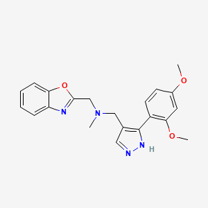 molecular formula C21H22N4O3 B3767826 N-(1,3-benzoxazol-2-ylmethyl)-1-[5-(2,4-dimethoxyphenyl)-1H-pyrazol-4-yl]-N-methylmethanamine 