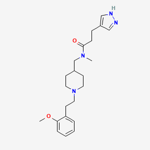 molecular formula C22H32N4O2 B3767844 N-({1-[2-(2-methoxyphenyl)ethyl]-4-piperidinyl}methyl)-N-methyl-3-(1H-pyrazol-4-yl)propanamide 