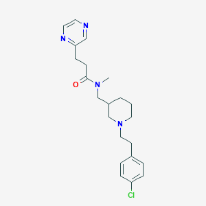 molecular formula C22H29ClN4O B3767849 N-[[1-[2-(4-chlorophenyl)ethyl]piperidin-3-yl]methyl]-N-methyl-3-pyrazin-2-ylpropanamide 