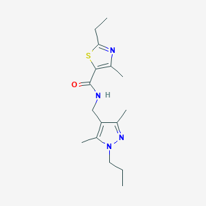 molecular formula C16H24N4OS B3767962 N-[(3,5-dimethyl-1-propyl-1H-pyrazol-4-yl)methyl]-2-ethyl-4-methyl-1,3-thiazole-5-carboxamide 