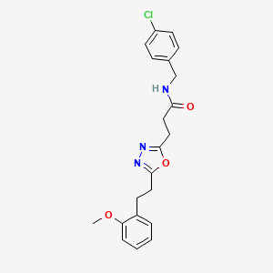 molecular formula C21H22ClN3O3 B3767982 N-(4-chlorobenzyl)-3-{5-[2-(2-methoxyphenyl)ethyl]-1,3,4-oxadiazol-2-yl}propanamide 