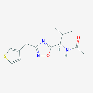 molecular formula C13H17N3O2S B3768011 N-[2-methyl-1-[3-(thiophen-3-ylmethyl)-1,2,4-oxadiazol-5-yl]propyl]acetamide 
