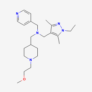 molecular formula C23H37N5O B3768037 N-[(1-ethyl-3,5-dimethylpyrazol-4-yl)methyl]-1-[1-(2-methoxyethyl)piperidin-4-yl]-N-(pyridin-4-ylmethyl)methanamine 