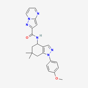 molecular formula C23H24N6O2 B3768096 N-[1-(4-methoxyphenyl)-6,6-dimethyl-4,5,6,7-tetrahydro-1H-indazol-4-yl]pyrazolo[1,5-a]pyrimidine-2-carboxamide 