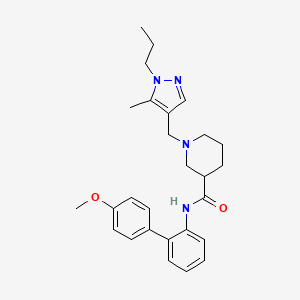 molecular formula C27H34N4O2 B3768119 N-(4'-methoxy-2-biphenylyl)-1-[(5-methyl-1-propyl-1H-pyrazol-4-yl)methyl]-3-piperidinecarboxamide 