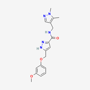 molecular formula C18H21N5O3 B3768137 N-[(1,5-dimethyl-1H-pyrazol-4-yl)methyl]-5-[(3-methoxyphenoxy)methyl]-1H-pyrazole-3-carboxamide 