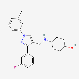 molecular formula C23H26FN3O B3768375 trans-4-({[3-(3-fluorophenyl)-1-(3-methylphenyl)-1H-pyrazol-4-yl]methyl}amino)cyclohexanol 
