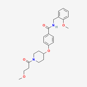 molecular formula C24H30N2O5 B3768399 N-(2-methoxybenzyl)-4-{[1-(3-methoxypropanoyl)-4-piperidinyl]oxy}benzamide 