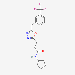 molecular formula C18H20F3N3O2 B3768440 N-cyclopentyl-3-{5-[3-(trifluoromethyl)benzyl]-1,3,4-oxadiazol-2-yl}propanamide 