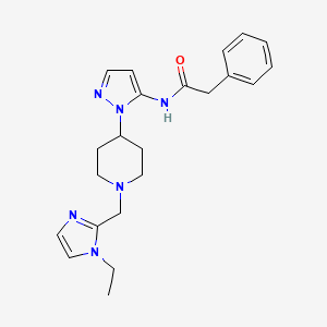 molecular formula C22H28N6O B3768461 N-(1-{1-[(1-ethyl-1H-imidazol-2-yl)methyl]-4-piperidinyl}-1H-pyrazol-5-yl)-2-phenylacetamide 