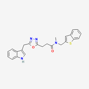 molecular formula C24H22N4O2S B3768524 N-(1-benzothien-2-ylmethyl)-3-[5-(1H-indol-3-ylmethyl)-1,3,4-oxadiazol-2-yl]-N-methylpropanamide 