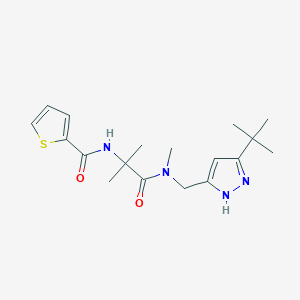 molecular formula C18H26N4O2S B3768575 N-{2-[[(3-tert-butyl-1H-pyrazol-5-yl)methyl](methyl)amino]-1,1-dimethyl-2-oxoethyl}thiophene-2-carboxamide 