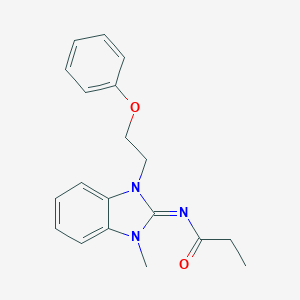 molecular formula C19H21N3O2 B376859 N-[1-methyl-3-(2-phenoxyethyl)-1,3-dihydro-2H-benzimidazol-2-ylidene]propanamide 