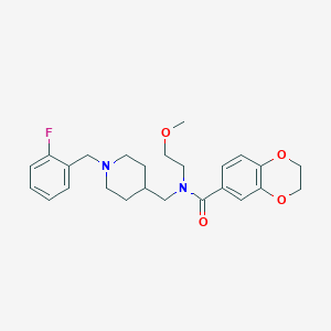 molecular formula C25H31FN2O4 B3768683 N-{[1-(2-fluorobenzyl)-4-piperidinyl]methyl}-N-(2-methoxyethyl)-2,3-dihydro-1,4-benzodioxine-6-carboxamide 