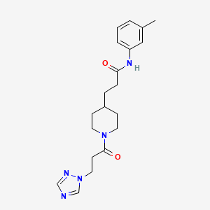 molecular formula C20H27N5O2 B3768719 N-(3-methylphenyl)-3-{1-[3-(1H-1,2,4-triazol-1-yl)propanoyl]-4-piperidinyl}propanamide 