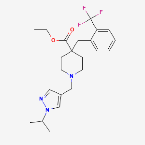 molecular formula C23H30F3N3O2 B3768789 ethyl 1-[(1-isopropyl-1H-pyrazol-4-yl)methyl]-4-[2-(trifluoromethyl)benzyl]-4-piperidinecarboxylate 