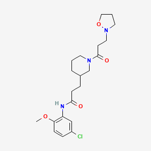 molecular formula C21H30ClN3O4 B3768793 N-(5-chloro-2-methoxyphenyl)-3-{1-[3-(2-isoxazolidinyl)propanoyl]-3-piperidinyl}propanamide 