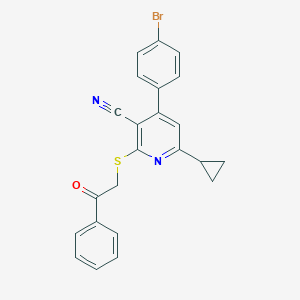 4-(4-Bromophenyl)-6-cyclopropyl-2-[(2-oxo-2-phenylethyl)sulfanyl]nicotinonitrile
