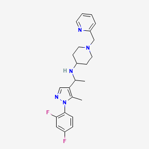 molecular formula C23H27F2N5 B3768845 N-{1-[1-(2,4-difluorophenyl)-5-methyl-1H-pyrazol-4-yl]ethyl}-1-(2-pyridinylmethyl)-4-piperidinamine 