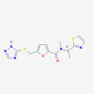 molecular formula C14H15N5O2S2 B3768892 N-methyl-N-[1-(1,3-thiazol-2-yl)ethyl]-5-[(4H-1,2,4-triazol-3-ylthio)methyl]-2-furamide 