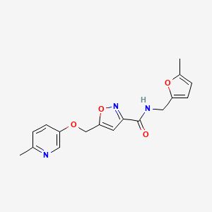 molecular formula C17H17N3O4 B3768897 N-[(5-methylfuran-2-yl)methyl]-5-[(6-methylpyridin-3-yl)oxymethyl]-1,2-oxazole-3-carboxamide 