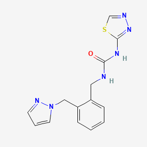 molecular formula C14H14N6OS B3768938 N-[2-(1H-pyrazol-1-ylmethyl)benzyl]-N'-1,3,4-thiadiazol-2-ylurea 