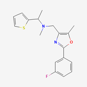 molecular formula C18H19FN2OS B3768971 N-{[2-(3-fluorophenyl)-5-methyl-1,3-oxazol-4-yl]methyl}-N-methyl-1-(2-thienyl)ethanamine 