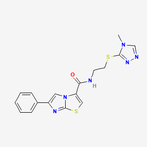 molecular formula C17H16N6OS2 B3768998 N-{2-[(4-methyl-4H-1,2,4-triazol-3-yl)thio]ethyl}-6-phenylimidazo[2,1-b][1,3]thiazole-3-carboxamide 