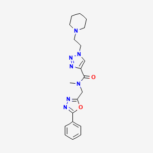 molecular formula C20H25N7O2 B3769077 N-methyl-N-[(5-phenyl-1,3,4-oxadiazol-2-yl)methyl]-1-[2-(1-piperidinyl)ethyl]-1H-1,2,3-triazole-4-carboxamide 