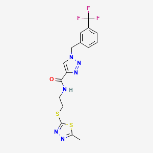 molecular formula C16H15F3N6OS2 B3769091 N-{2-[(5-methyl-1,3,4-thiadiazol-2-yl)thio]ethyl}-1-[3-(trifluoromethyl)benzyl]-1H-1,2,3-triazole-4-carboxamide 
