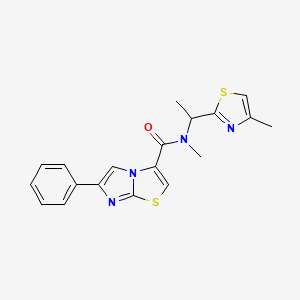 molecular formula C19H18N4OS2 B3769102 N-methyl-N-[1-(4-methyl-1,3-thiazol-2-yl)ethyl]-6-phenylimidazo[2,1-b][1,3]thiazole-3-carboxamide 