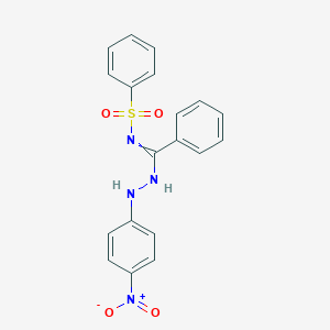 molecular formula C19H16N4O4S B376911 N'-(benzenesulfonyl)-N-(4-nitroanilino)benzenecarboximidamide 