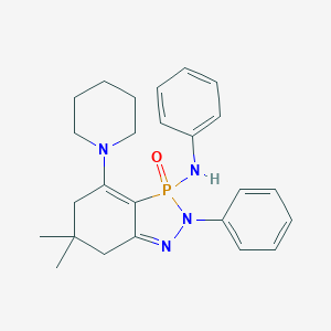 molecular formula C25H31N4OP B376912 N-[6,6-dimethyl-3-oxido-2-phenyl-4-(1-piperidinyl)-3,5,6,7-tetrahydro-2H-1,2,3-benzodiazaphosphol-3-yl]-N-phenylamine 