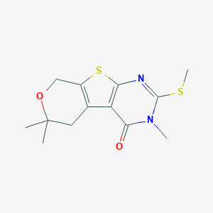 molecular formula C13H16N2O2S2 B376917 4,12,12-trimethyl-5-methylsulfanyl-11-oxa-8-thia-4,6-diazatricyclo[7.4.0.02,7]trideca-1(9),2(7),5-trien-3-one CAS No. 303966-22-5