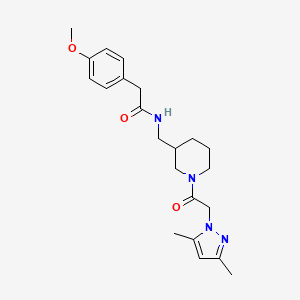 molecular formula C22H30N4O3 B3769239 N-[[1-[2-(3,5-dimethylpyrazol-1-yl)acetyl]piperidin-3-yl]methyl]-2-(4-methoxyphenyl)acetamide 