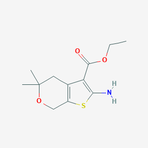 molecular formula C12H17NO3S B376930 ethyl 2-amino-5,5-dimethyl-4,7-dihydro-5H-thieno[2,3-c]pyran-3-carboxylate CAS No. 64792-51-4