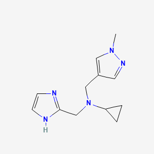 molecular formula C12H17N5 B3769341 N-(1H-imidazol-2-ylmethyl)-N-[(1-methyl-1H-pyrazol-4-yl)methyl]cyclopropanamine 