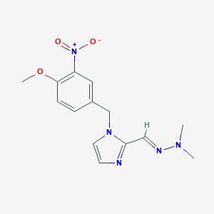molecular formula C14H17N5O3 B376938 1-{3-nitro-4-methoxybenzyl}-1H-imidazole-2-carbaldehyde dimethylhydrazone 