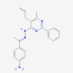 molecular formula C22H23N5 B376940 1-(4-Aminophenyl)ethanone (5-allyl-6-methyl-2-phenyl-4-pyrimidinyl)hydrazone CAS No. 330819-78-8