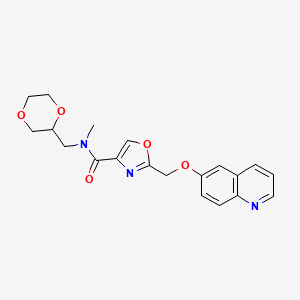 molecular formula C20H21N3O5 B3769422 N-(1,4-dioxan-2-ylmethyl)-N-methyl-2-[(quinolin-6-yloxy)methyl]-1,3-oxazole-4-carboxamide 