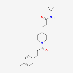 molecular formula C21H30N2O2 B3769547 N-cyclopropyl-3-{1-[3-(4-methylphenyl)propanoyl]-4-piperidinyl}propanamide 