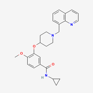 molecular formula C26H29N3O3 B3769639 N-cyclopropyl-4-methoxy-3-[1-(quinolin-8-ylmethyl)piperidin-4-yl]oxybenzamide 