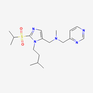 molecular formula C18H29N5O2S B3769684 N-methyl-N-[[3-(3-methylbutyl)-2-propan-2-ylsulfonylimidazol-4-yl]methyl]-1-pyrimidin-4-ylmethanamine 