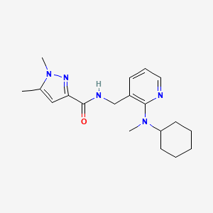 molecular formula C19H27N5O B3769717 N-({2-[cyclohexyl(methyl)amino]-3-pyridinyl}methyl)-1,5-dimethyl-1H-pyrazole-3-carboxamide 