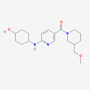 molecular formula C19H29N3O3 B3769769 trans-4-[(5-{[3-(methoxymethyl)-1-piperidinyl]carbonyl}-2-pyridinyl)amino]cyclohexanol 